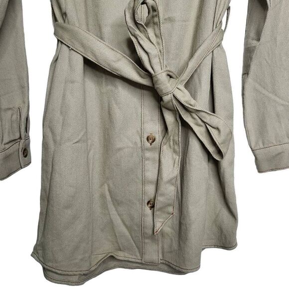 Idem ditto Utility Button Front Belted Mini Shirt Dress in Sage Size Small - Picture 7 of 10